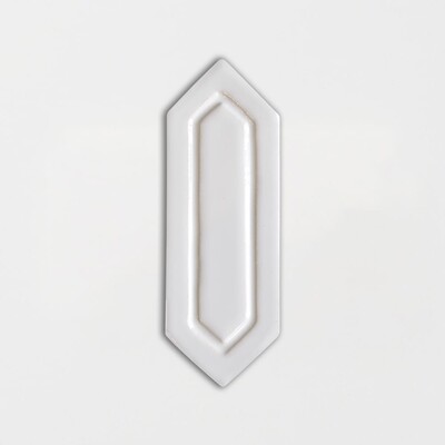 Royal White Glossy Reliefed Picket Ceramic Accent Tiles 2×6