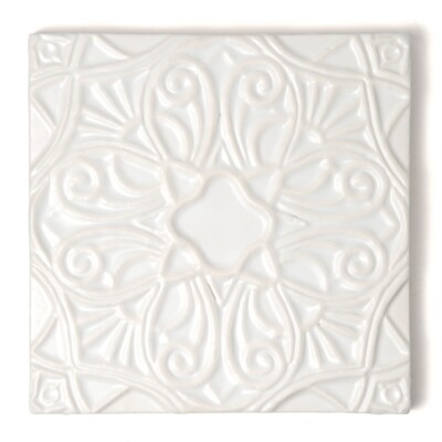 Satin Cotton Matte Filigree Ceramic Accent Tiles 6×6