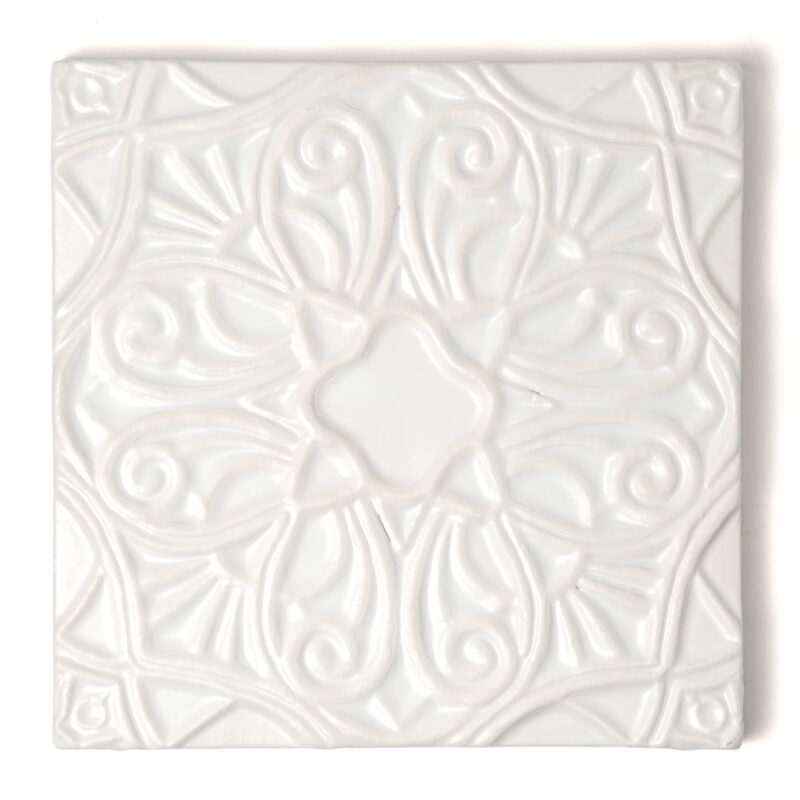 Satin Cotton Matte Filigree Ceramic Accent Tiles 6×6
