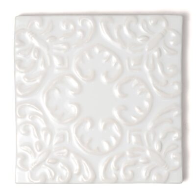 Royal White Glossy Baroque Ceramic Accent Tiles 6×6