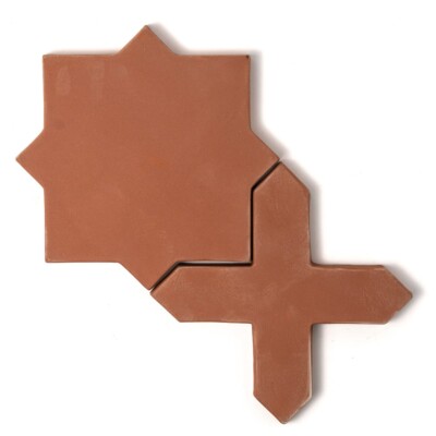 Hand Made Natural Star And Cross Pattern Terracotta Tiles 10×10