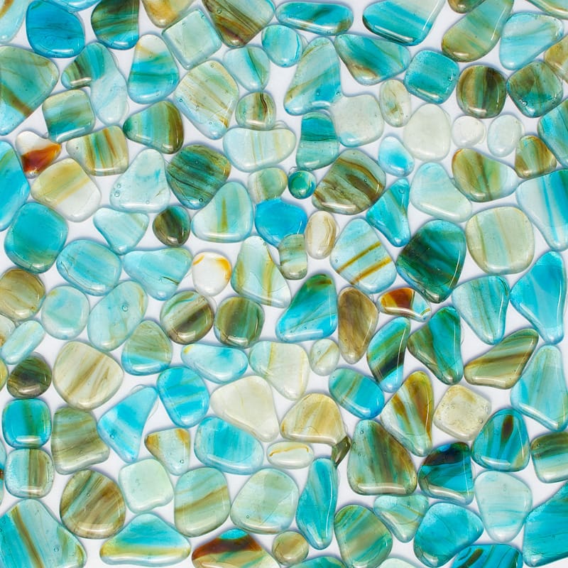 Aqua Marino Glossy Gloss Glass Mosaic, 12x12x1/4