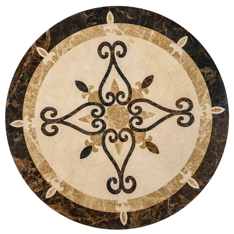 Celina Multi Finish Round Marble Medallion 36” Radius 36×36