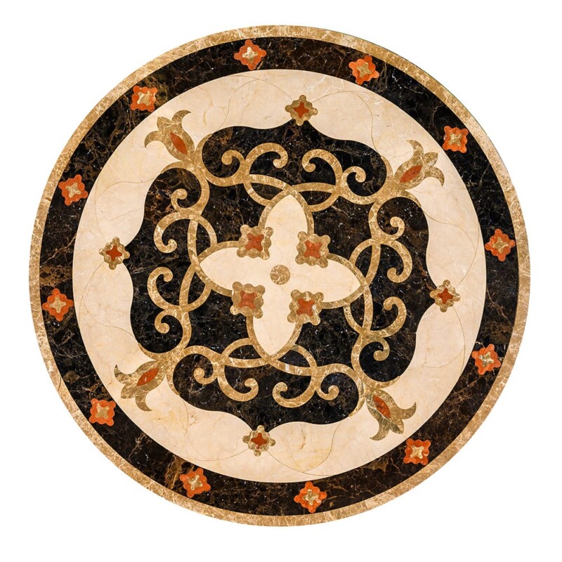 Jasmine Multi Finish Round Marble Medallion 36” Radius 36×36