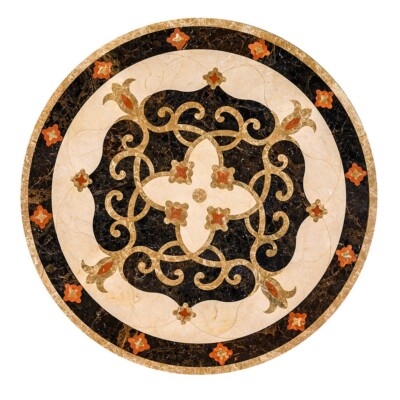 Jasmine Multi Finish Round Marble Medallion 48” Radius 48×48