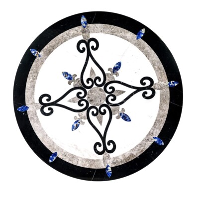 Celina Multi Finish Round Marble Medallion 36” Radius 36×36