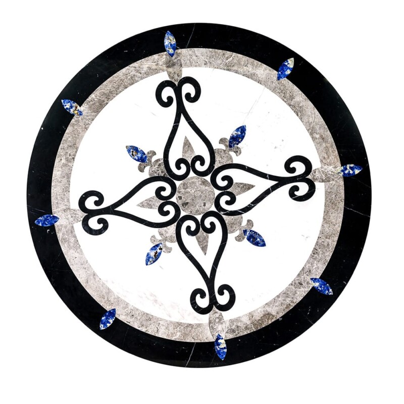 Celina Multi Finish Round Marble Medallion 36” Radius 36×36