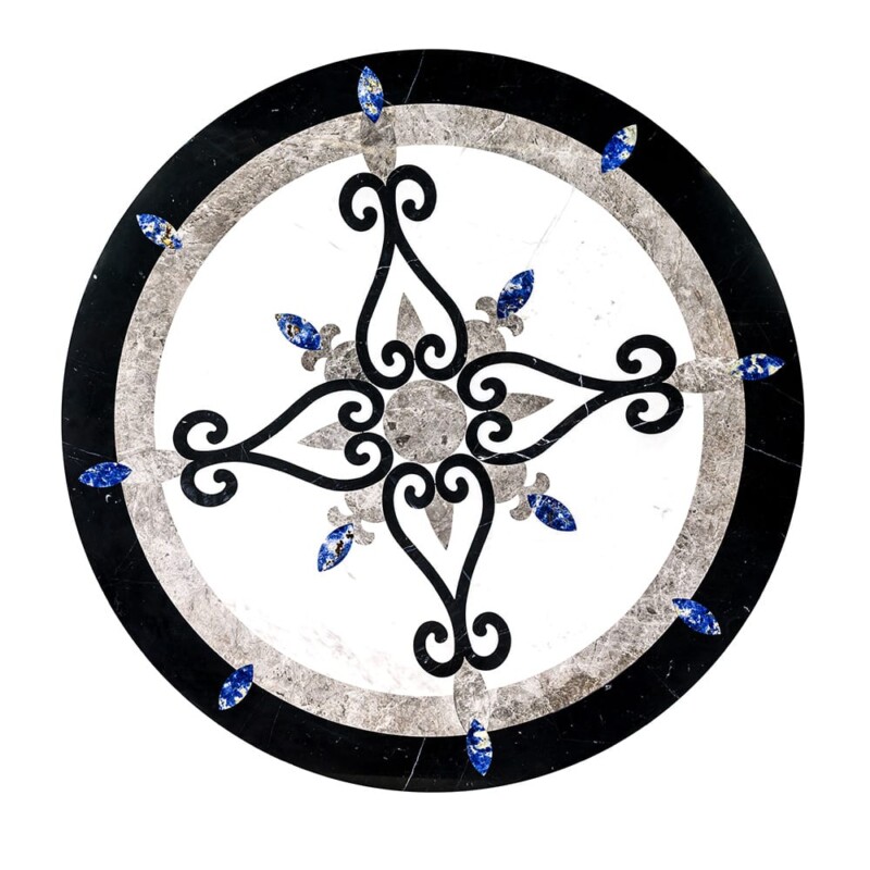 Celina Multi Finish Round Marble Medallion 48” Radius 48×48