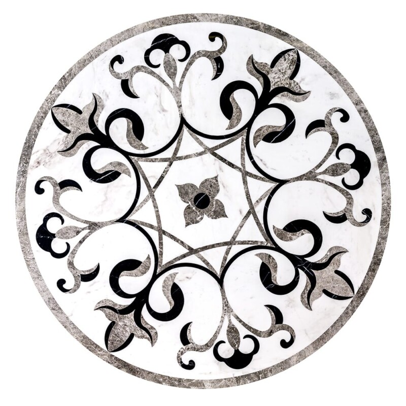 Rafeal Multi Finish Round Marble Medallion 48” Radius 48×48
