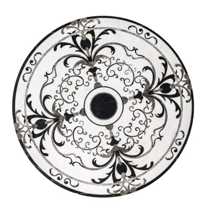 Florans Multi Finish Round Marble Medallion 48” Radius 48×48