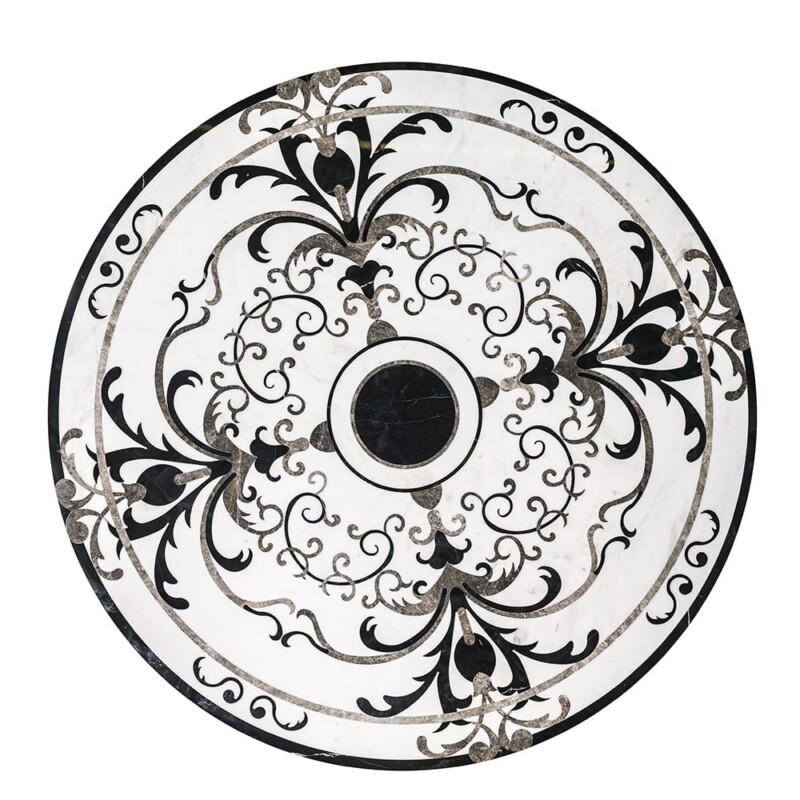 Florans Multi Finish Round Marble Medallion 48” Radius 48×48