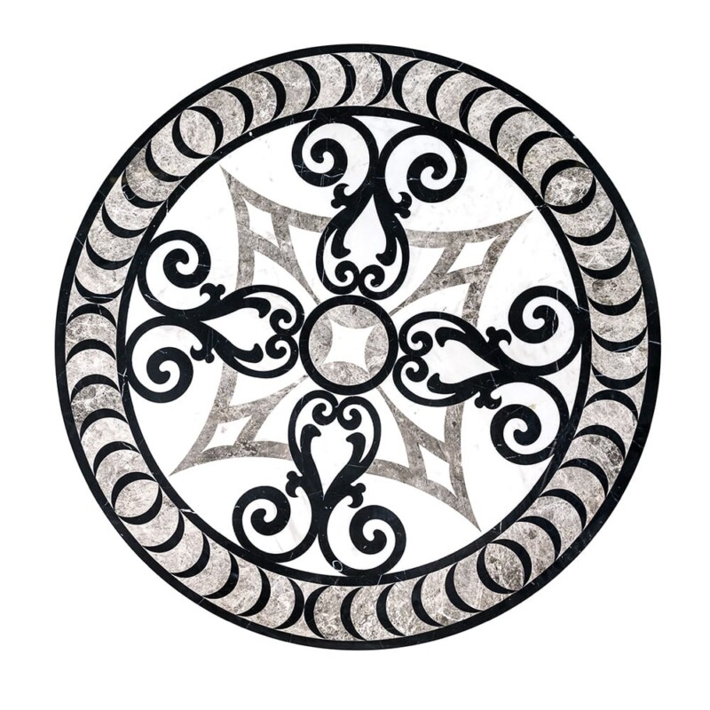 Galicia Multi Finish Round Marble Medallion 48” Radius 48×48