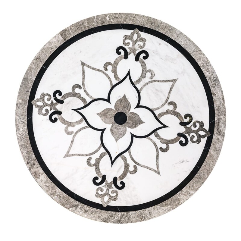 Grace Multi Finish Round Marble Medallion 36” Radius 36×36