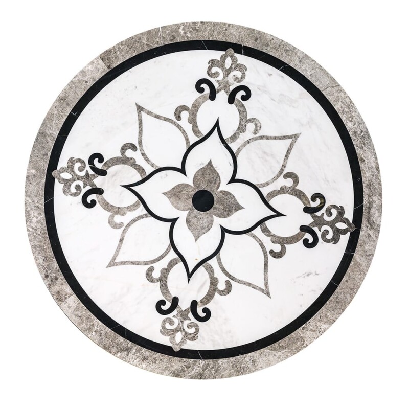 Grace Multi Finish Round Marble Medallion 48” Radius 48×48