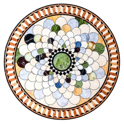 Symphony Blend Multi Finish Round Marble Medallion 48” Radius 48×48