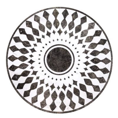 Anges Multi Finish Round Marble Medallion 48” Radius 48×48