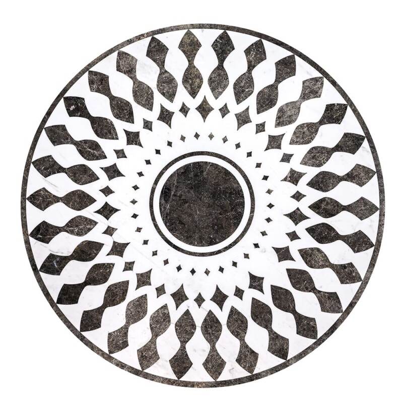 Anges Multi Finish Round Marble Medallion 48” Radius 48×48
