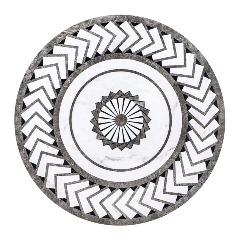 Boreas Multi Finish Round Marble Medallion 48” Radius 48×48