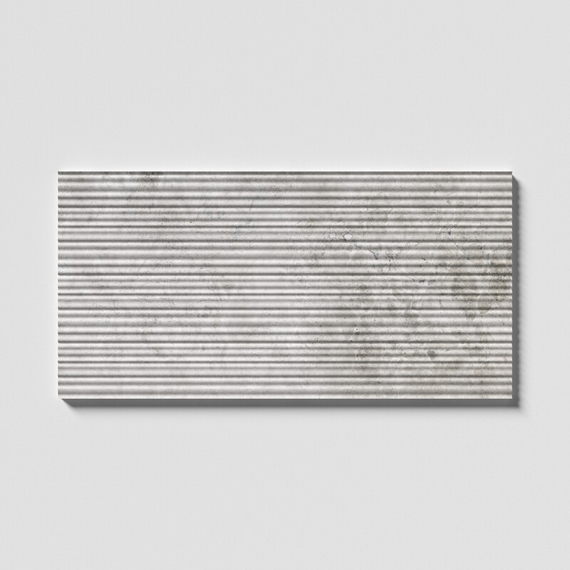 Silver Shadow Honed Thin Fluted Marble Accent Tiles 18×36