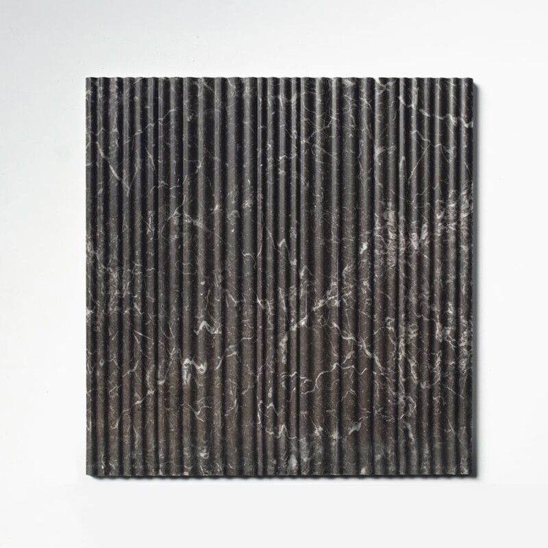 Iris Black Honed Thin Fluted Marble Accent Tiles 18×18