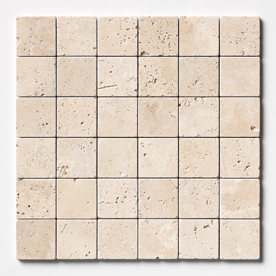 Ivory Mosaico Travertino Tumbled 2x2 12x12