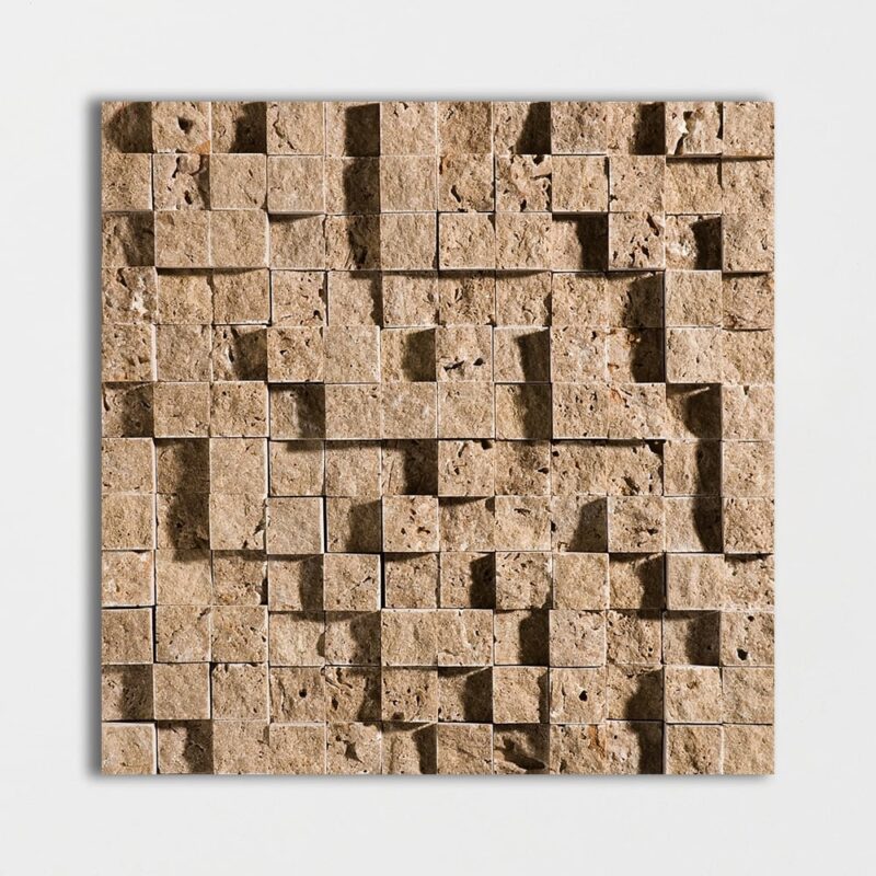 Walnut Dark Wall Decos 1×1 Travertine Mosaic 12×12 Image