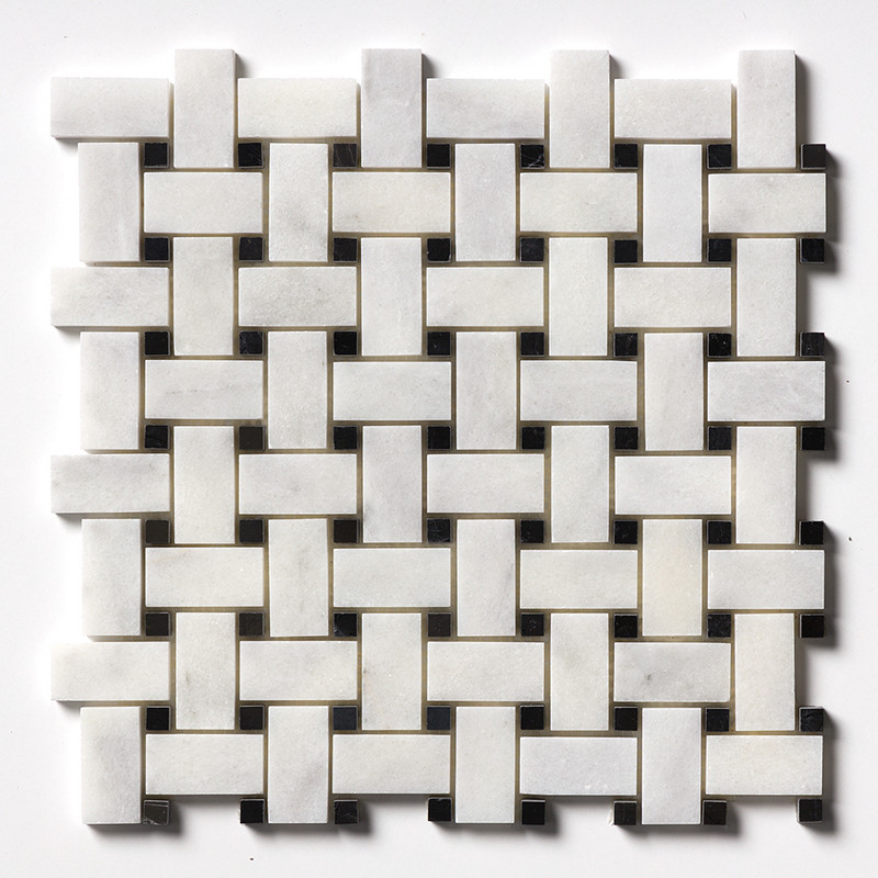Avalon Mosaico de mármol pulido Basket Weave 12x12