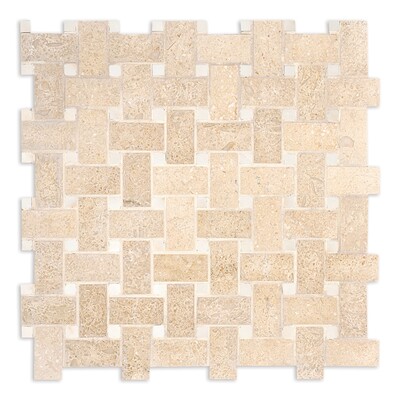 Seashell Honed Basket Weave Limestone Mosaics 12×12
