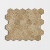 Walnut Dark Honed Filled Hexagon Travertine Mosaic 10 3/8×12 Image