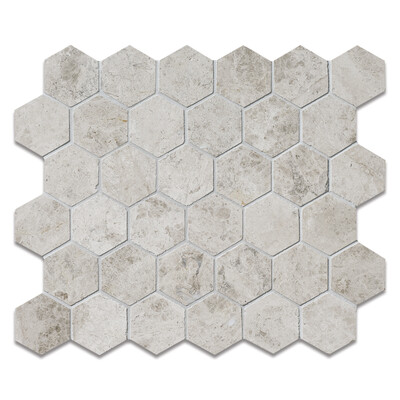Silver Shadow Mosaico de mármol Honed Hexagon 2 12x12