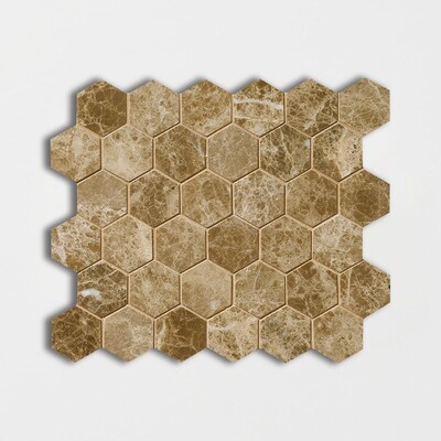 Paradise Mosaico de mármol hexagonal pulido 10 3/8x12