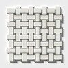 Champagne&olive Green Honed Basket Weave Limestone Mosaic 12×12 Image