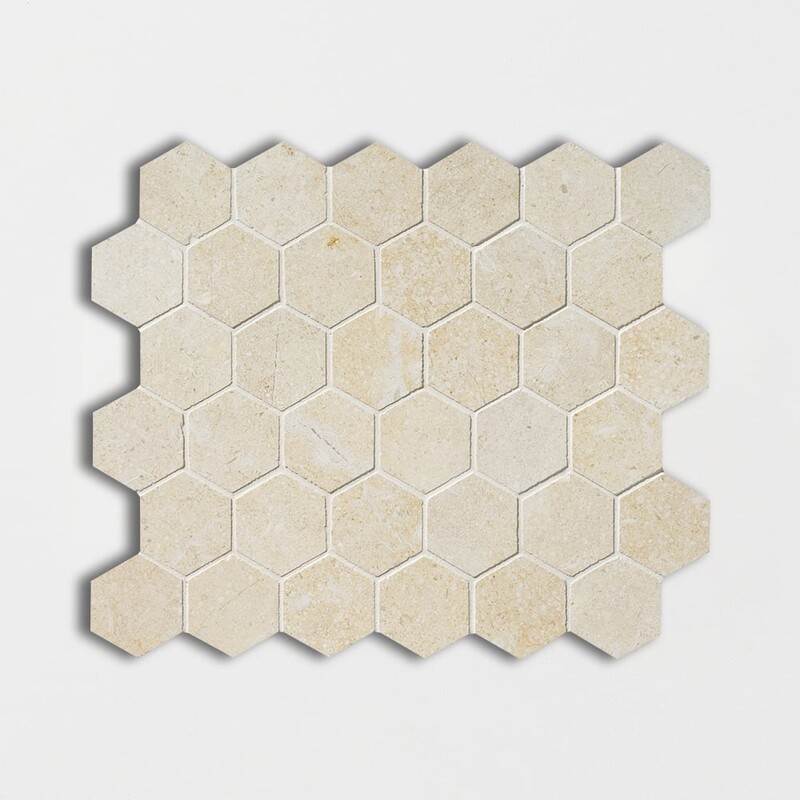 Casablanca Honed Hexagon Limestone Mosaic 10 3/8×12 Image