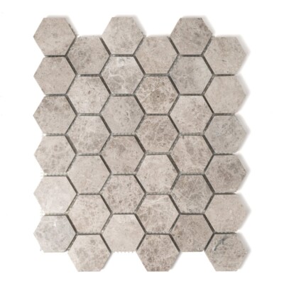 Silver Shadow Polished Hexagon Marble Mosaics 10 3/8×12