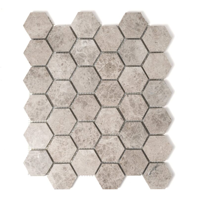 Silver Shadow Polished Hexagon Marble Mosaics 10 3/8×12