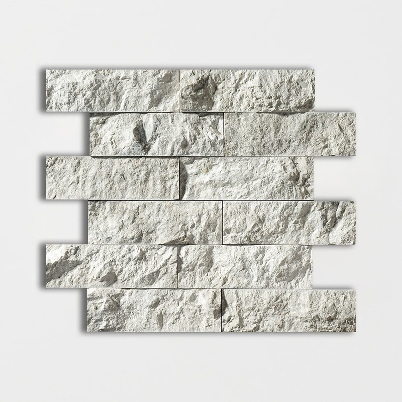 Silver Shadow Cara de roca 2x6 Mosaico de mármol 12x14