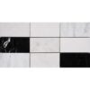 Black White Grey Polished Subway On Mesh 2 3/4×5 1/2 Marble Mosaics 8 1/2×16 3/4