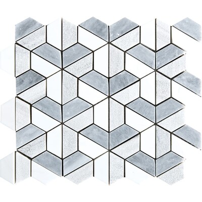 Mosaico de mármol hexagonal 3d texturado multicolor 10 3/8x12