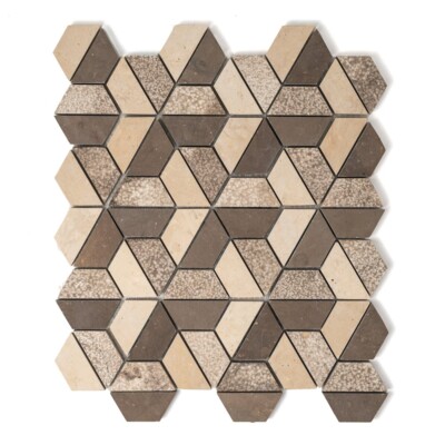 Auberge&heartsmere Textured 3d Hexagon Limestone Mosaics 10 3/8×12