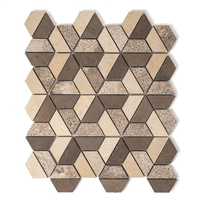 Auberge&heartsmere Textured 3d Hexagon Limestone Mosaics 10 3/8×12