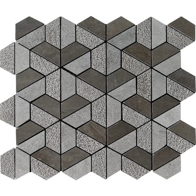 Bosphorus Mosaico de piedra caliza hexagonal 3d texturado 10 3/8x12