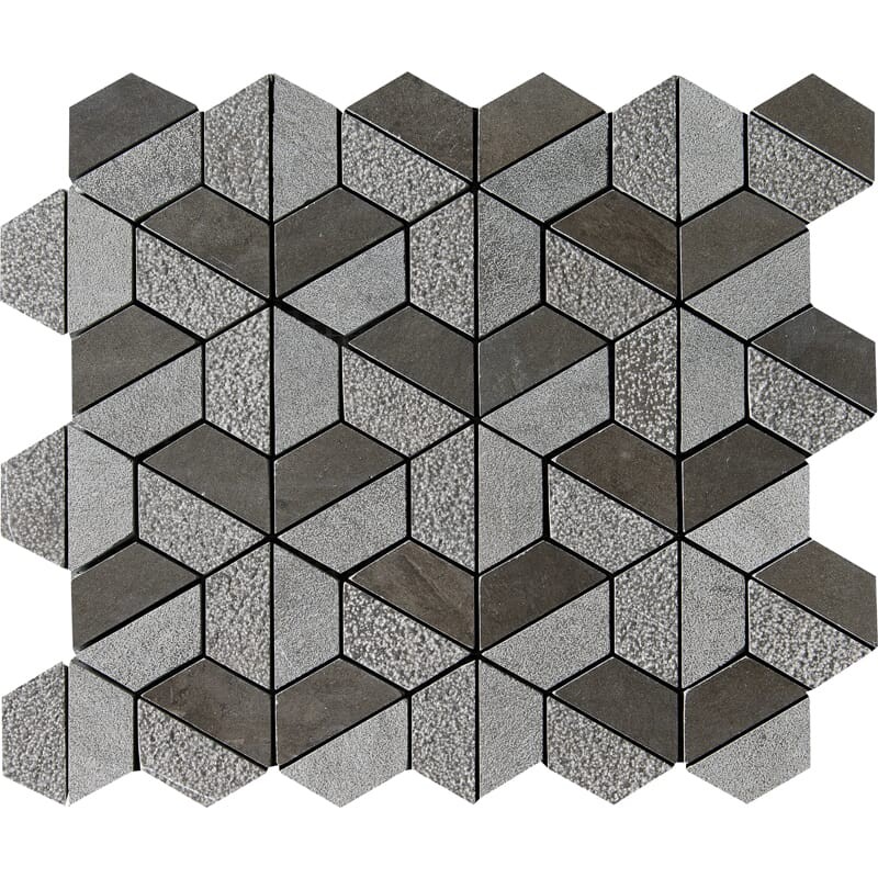 Bosphorus Textured 3d Hexagon Limestone Mosaic 10 3/8x12