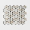 Olive Green Textured 3d Hexagon Limestone Mosaic 10 3/8×12 Image