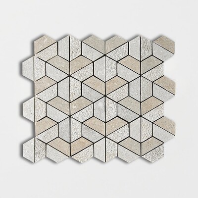 Olive Green Textured 3d Hexagon Limestone Mosaics 10 3/8×12