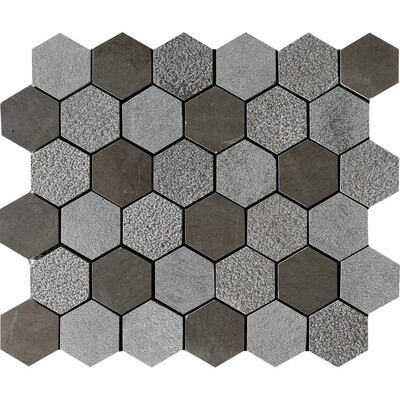 Bosphorus Mosaico calizo hexagonal texturado 10 3/8x12