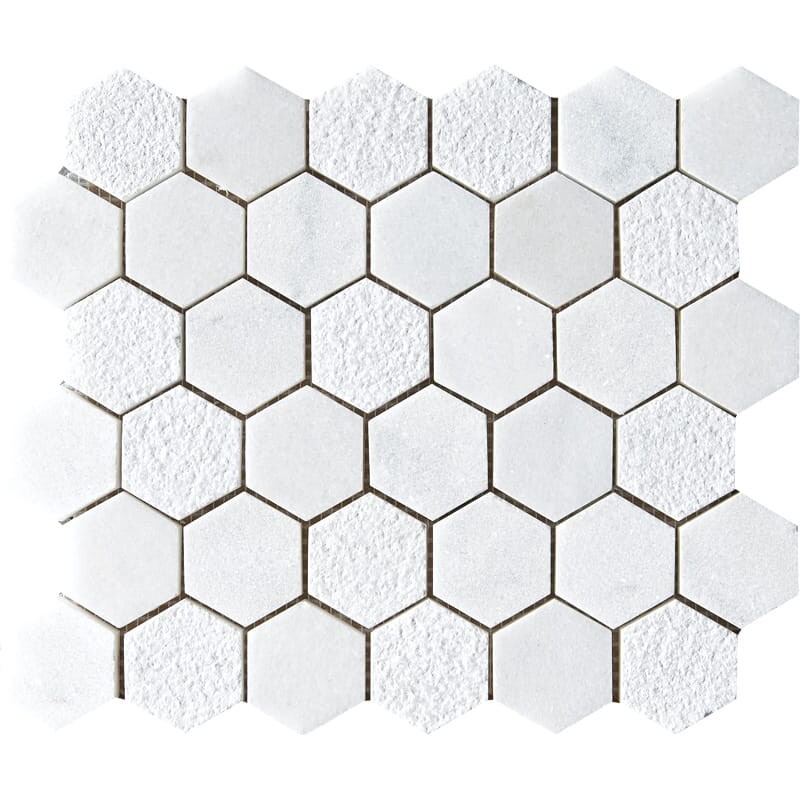 Glacier Textured Hexagon Marble Mosaic 10 3/8x12