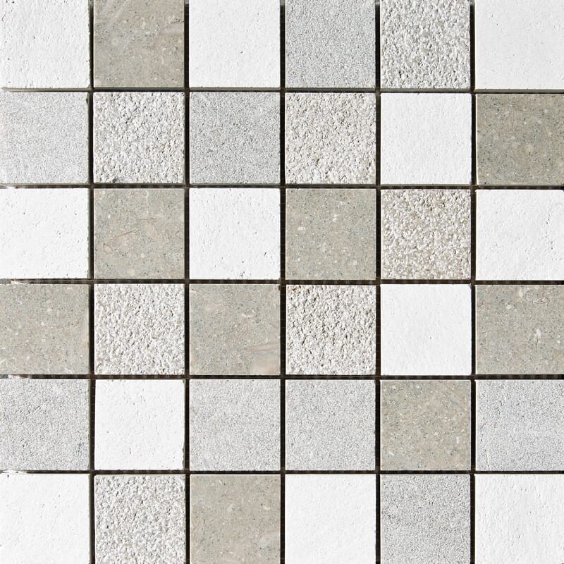 Olive Green&champagne Textured 2×2 Limestone Mosaics 12×12