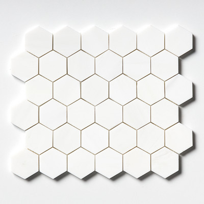 Snow White Mosaico de mármol hexagonal pulido 10 3/8x12
