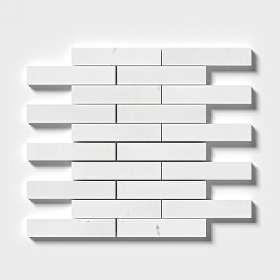Aspen White Honed 1 1/4×6 Marble Mosaics 12×12