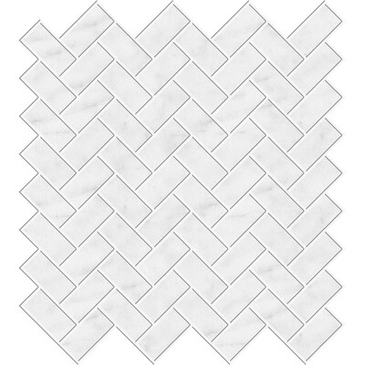Glacier Mosaico de mármol apomazado Herringbone 1x2 11x11